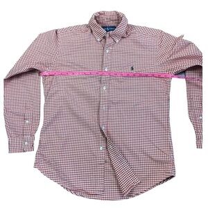 Ralph Lauren Men’s Medium Shirt Orange Oxford Gingham Custom Fit Button Down